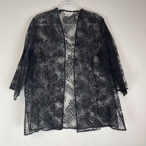 Maggy London Woman Cardigan Topper Size 16 Sheer Jacket Whimsigoth 3/4 Sleeves